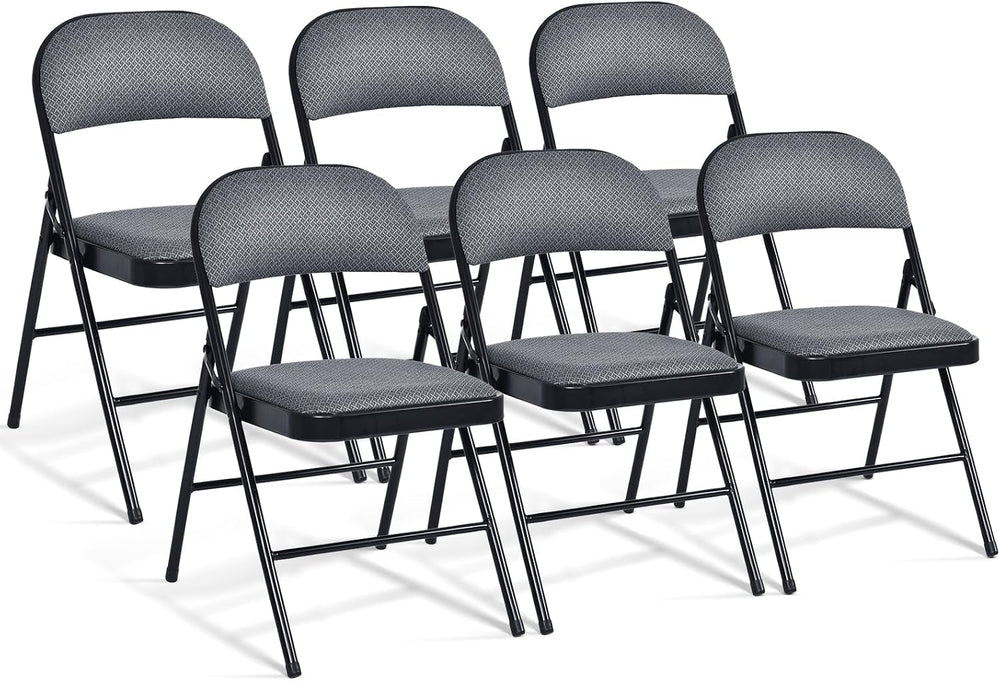 GIANTEX 6-Pack Folding Chairs Set - Waiting Room Chairs with Metal Frame, Fab...