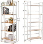 Rengue No-Assembly Folding Bookshelf Storage Shelves 5 Tiers Foldable Vintage Multifunctional Plant Flower Stand Storage Rack Shelves Bookcase for Home Office, White