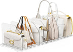 Bag & Purse Organizer for Closet, 2 Sets Adjustable Clear Handbag Storage Shelf, Plastic Clutch Dividers for Closet Organizers and Storage-Keep Purses upright (2 Sets)