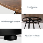 GOODONE 47.2 Inch Round Dining Table, Farmhouse Round Kitchen Table for 4, Circle Dinner Table with Wooden Top and Metal Base for Dining Room, Living Room, Kitchen (Brown)