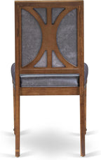 NKAM9-AWA-34 9-Piece Dining Table Set Includes a Kitchen Table and 8 Dark Grey Polyester Fabric Dinner Chairs with High Back - Antique Walnut Finish
