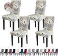 Dining Chair Covers, 4pcs Stretch Kitchen Chair Covers, Removable Washable Chair Slipcovers for Home, Hotel, Banquet (Grey Flower)