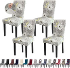 Dining Chair Covers, 4pcs Stretch Kitchen Chair Covers, Removable Washable Chair Slipcovers for Home, Hotel, Banquet (Grey Flower)