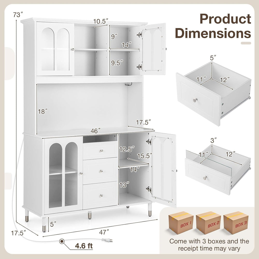 LOKO 73'' Kitchen Pantry Storage Cabinet, Freestanding Buffet Cabinet...