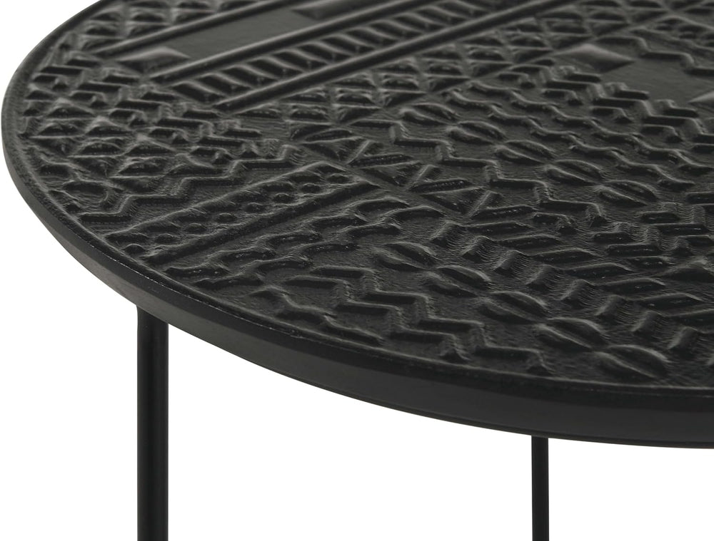 20" Sturdy Metal Frame Nesting Coffee Table, Boo Coffee Table with Embos...