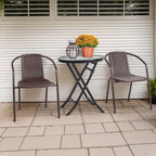 VINGLI PE Rattan Outdoor Dining Chairs Set of 4, Brown