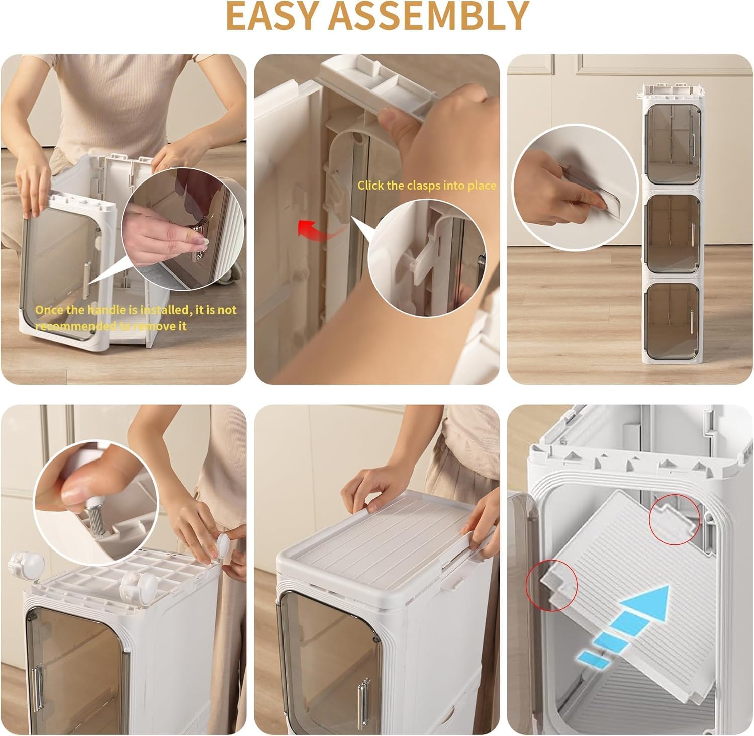 3-Tier Slim Narrow Bathroom Storage Cabinet, Cream White | Tool Free Assembly, Adjustable Shelves, Fits for Narrow Spaces, Reinforced Stability, Magnetic Clear Door