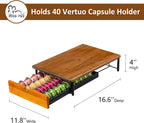 Vertuo Capsule Holder Drawer for Nespresso With Elegant Wood Top (40 Pods)
