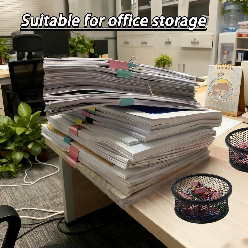2 Pack Mesh Paper Clip Holder, Paperclip Holder for Desk, Paper Clip Dispenser Organizer
