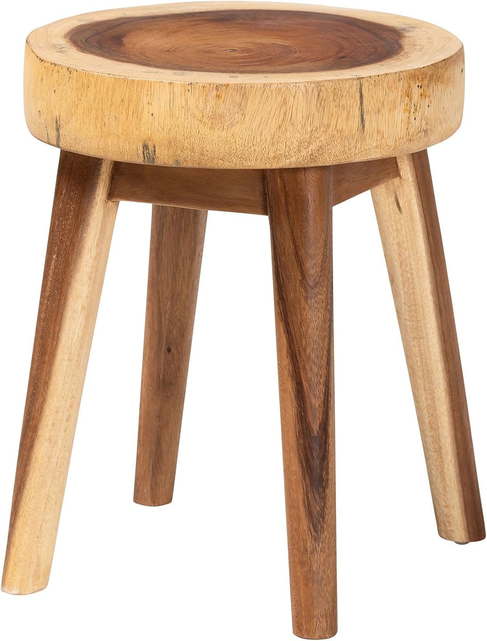 bali & pari Jia Suar Wood End Table - Handcrafted Side Table with Live Ed...
