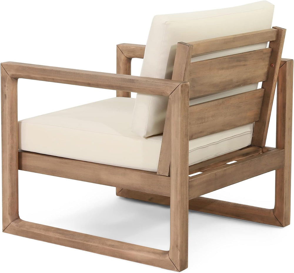 Acacia Wood Patio Club Chair Set of 2 with Water-Resistant Cushions, Outdoor ...