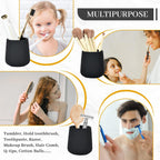 BosilunLife Black Bathroom Accessory Set - 3 pcs Ceramic Bathroom Soap Dispenser Set Farmhouse Bathroom Counter Decor Set Accessories, Soap Dispenser and Toothbrush Holder, Tray (Liquid Pump)