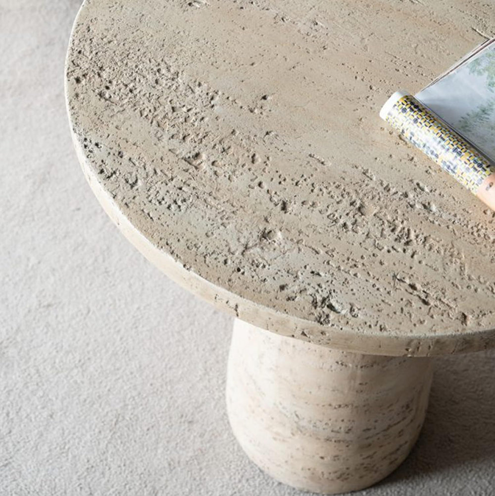Faux Stone Side Table Round End Table Patio Small Drink Table for Small Space...