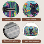 Art Painting Flower Cat Pill Organizer Travel Medicine Case with Zipper Daily Vitamin Storage Bag Portable 8 Slot Weekly Pill Box Supplement Holder for Home Office Gym Travel