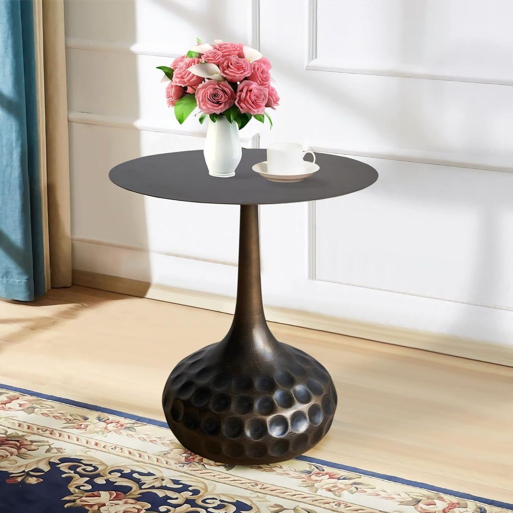 End Table, Modern Coffee Table, Iron Decorative Pedestal Metal Accent Table for Living Room/Bedroom/Balcony/Office/Indoor/Outdoor
