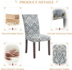 Parsons Dining Chairs Set of 2, Upholstered Nailhead Dining Room Kitchen Side Chair with Thick Cushions and Wood Legs, White/Blue