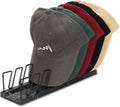 Hat Organizer for Baseball Caps - 7 Cap Organizer & Holder, Anti-Tip Metal Hat Rack & Display Stand, Quick-Install Hat Storage for Closet, Bedroom, Vanity (Black Marble Pattern, 1 Pack)