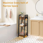 3-Tier Narrow Ladder Shelf with Drawer, Bathroom Floor Storage Shelf, Freestanding Tower Shelf Ladder Bookshelf Brown