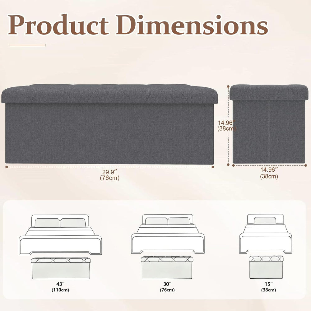 30 Inches Ottoman with Storage, Folding Ottoman Bench Set, Storage Bench for ...