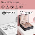 BEWISHOME Jewelry Box Organizer, 2-Layer Necklace Organizer Box, Modern Style Necklace And Bracelet Storage Case, Necklace Case for Women, Girls (Black SSH31B)