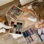 3 Pack Sock Underpants Drawer Organizer Dividers, 24 Cell Fabric Foldable Dresser Organizer for Closet Organizers and Storage Boxes for Organizing Socks, Underwear, Ties, Belts, Beige