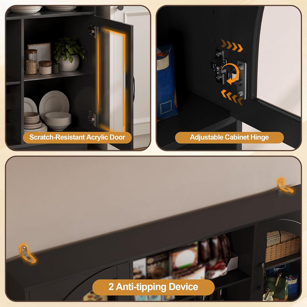 BINGTOO 71" Tall Kitchen Pantry Cabinet with Charging Station, 54" ...