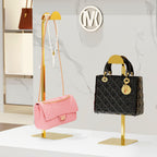 2 Pack Purse Display Stand, Purse Holder Handbag Display Stand Metallic Gold Purse Hanger Showing Bags, Purses, and Wreath, Adjustable Hook Stand for Tabletop, Closet, Desk, and Retail Use