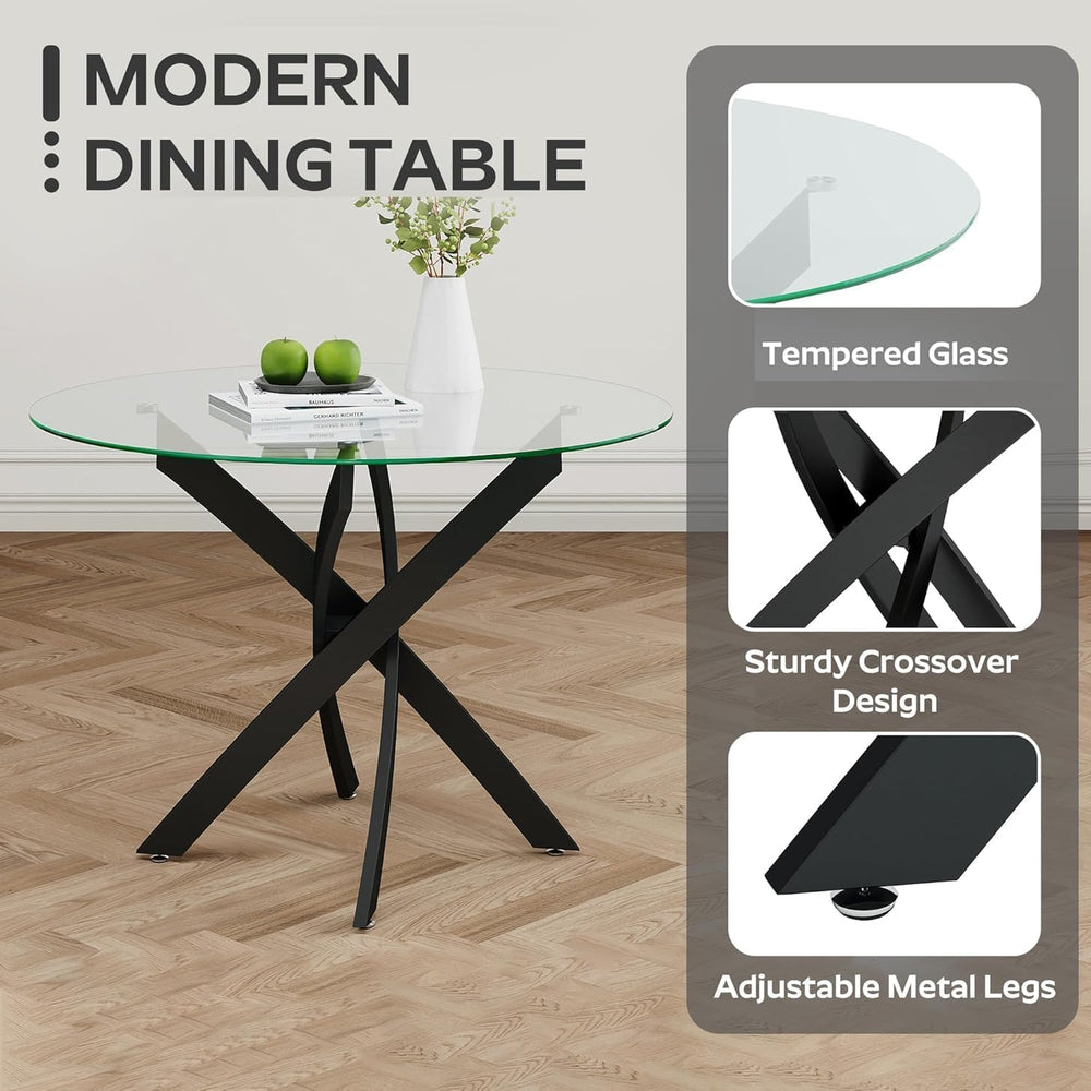 36" Round Dining Table Set for 4, Small Round Kitchen Table with 4 Boucl...