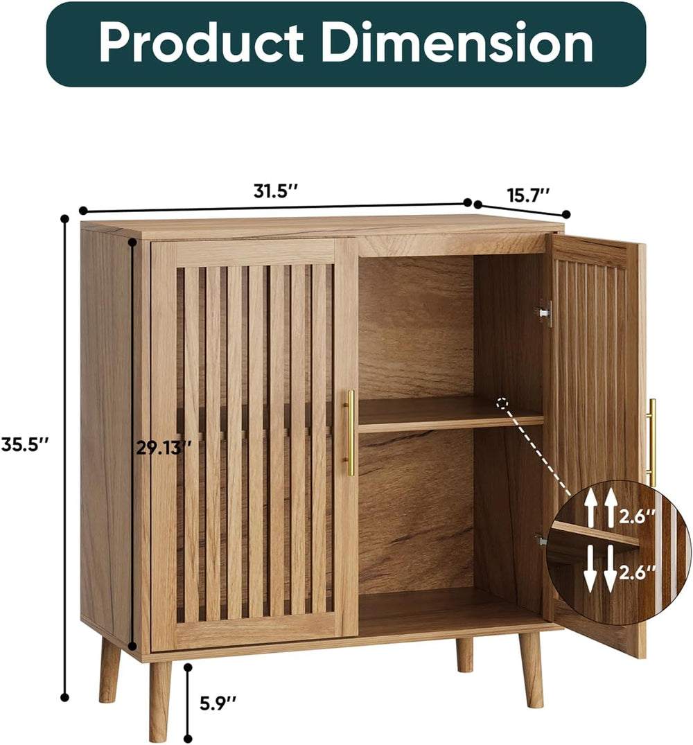 Buffet Cabinet with Storage,Sideboard with Grille Doors&Adjustable Shelf,...