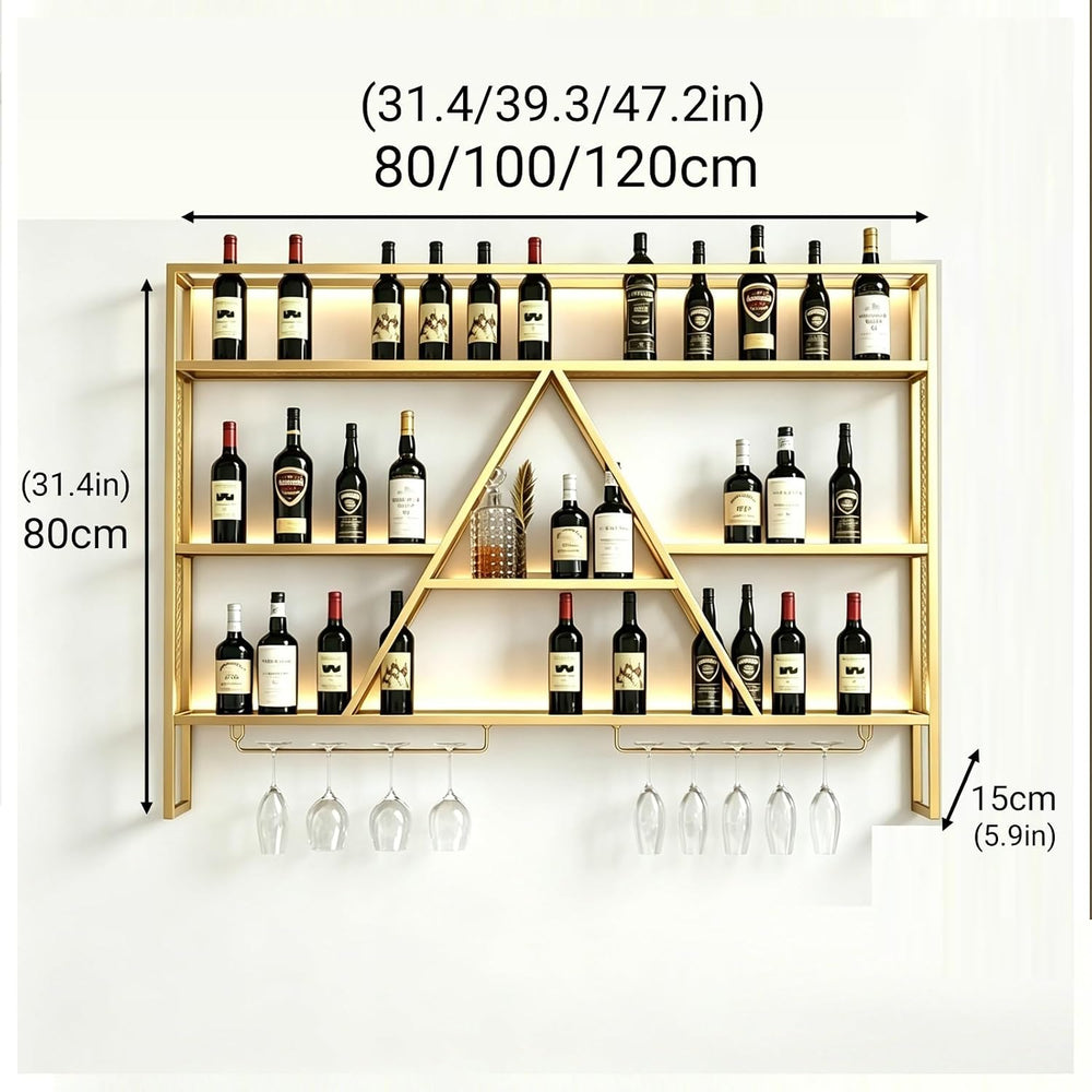 SEIFE Wall Mounted Bar Shelves with LED Lights, 3-Tier Industrial Metal Liquo...