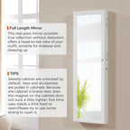 GISSAR Jewelry Mirror Armoire Wall Mount Over The Door Cabinet Storage Organizer Lockable Full Length Door Mirror(White)