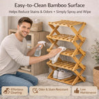 GDSAFS 2-9 Tier Bamboo Shoe Rack, 2026 New Sturdy Foldable Shoe Organizer, High-Capacity No-Assembly Vertical Storage with Anti-Slip Base for Hallway, Bedroom, Corner, Kids' Room (Yellow,7 Layers)