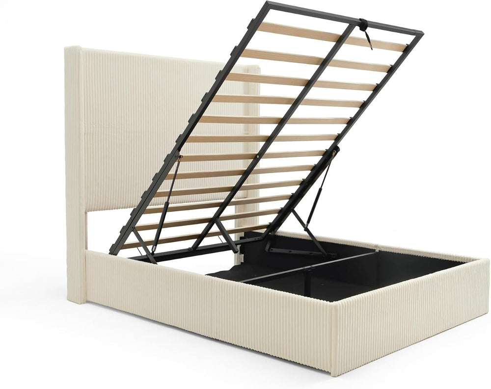 Yechen King Bed Frame with Lift Up Storage, 51.2" Tall Headboard and Uph...