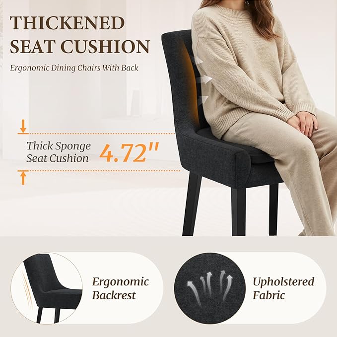 Modern Dining Chairs Set of 6, Upholstered Corduroy Dining Room Chairs with W...