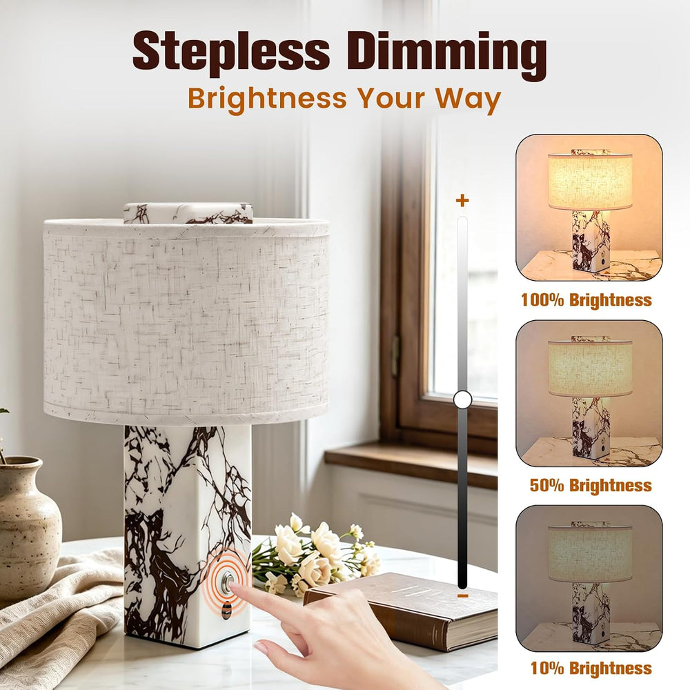 VOLISUN Marble Lamp, 10.04" Rechargeable Cordless Stone Table Lamp with ...
