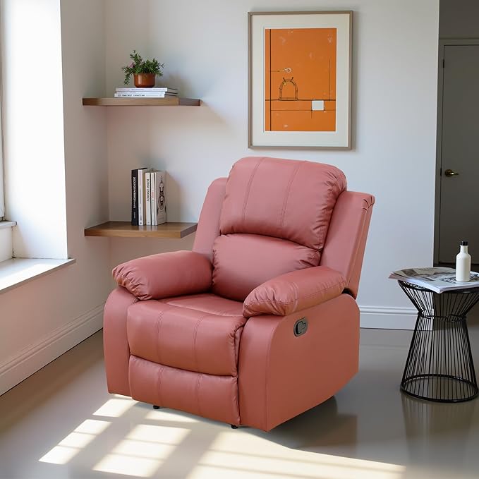 Recliner Sofa Set Couches for Living Room Chair Semi PU Fabric Living Room Furniture Sets, Adjusted Reclining Couch Furniture Sofa Set for Theater Seating, Red