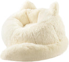 Achicsofar Bean Bag Chair for Adults Teens Giant Faux Fur Bean Bag Chairs with Filler Fluffy Plush Cat Shaped Beanbag Couch Comfy Accent Floor Sofa for Gaming, Reading in Living Room, Bedroom, Dorm