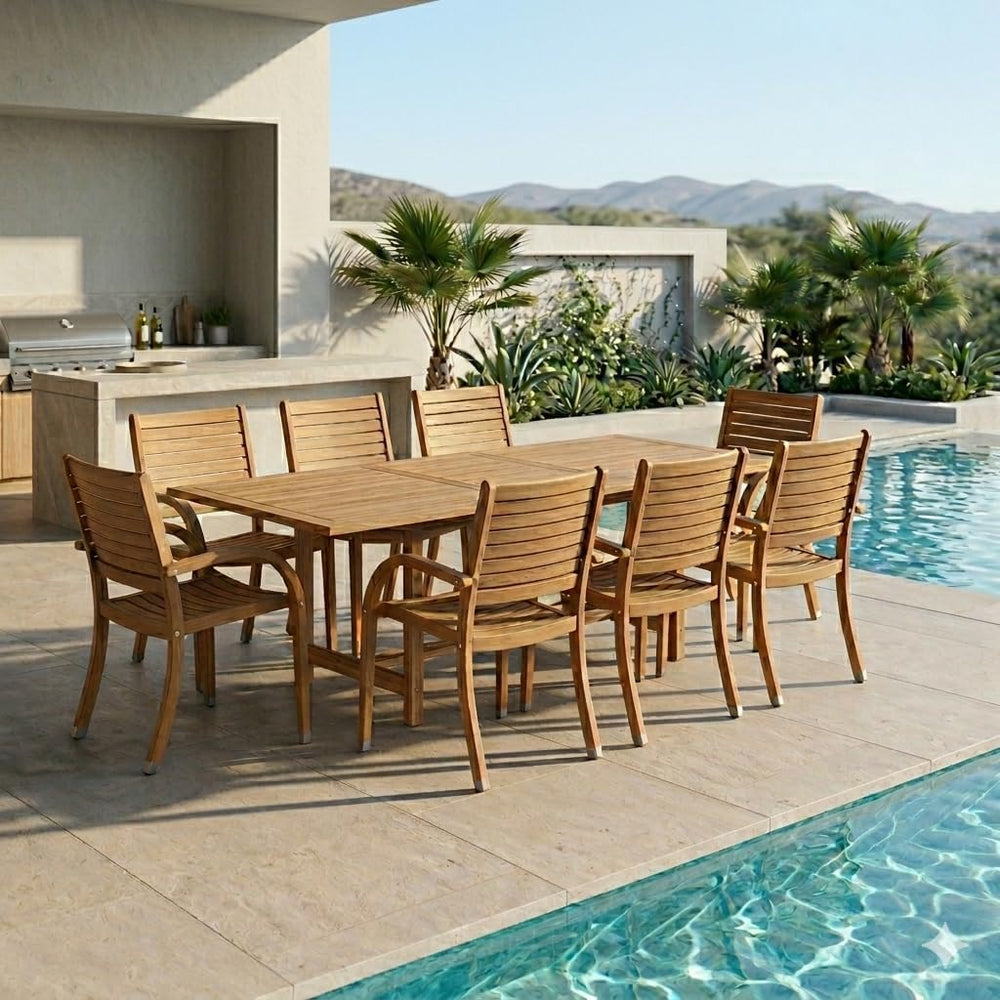 Urban Elements Mykonos 9-Piece Rectangular Patio Furniture Set | 100% Certifi...