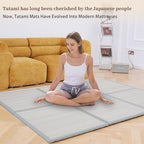 Zonli Japanese Tatami Mat, Foldable Floor Sleeping Pad Futon Mattress, Made from Natural Coconut Shell Fiber & Jute Fiber, Firm Traditional Floor Bed Full 54"x80"