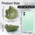 3.5' Green Cute Leave Ceramic Jewelry Tray for Dressing Table | Petite Bowl Keeps Rings, Earrings, Keys, and Keepsakes Visible on Vanities or Dressers, Making a Sweet Gift for Women