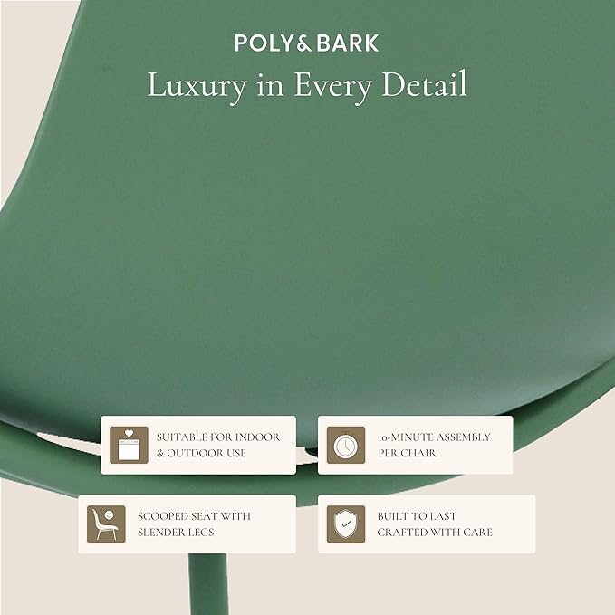 Poly & BARK Isla Bar Stools Set of 3 – Counter Height Bar Stool for Kitchen – Set of Counter Stools – Indoor/Outdoor Barstools – Modern Kitchen Bar Stools - Pistachio Green