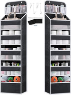 Over the Door Organizer Storage - 5 Tier Hanging Storage shelves Door Organizer with Pockets, Anti Tilt 44 lb Load Behind Door Organizer for Bedroom,Nursery,Bathroom,Kitchen,Dorm,Shoe - 1 Pack, Black