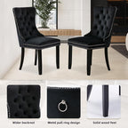 SoarFlash Kitchen Table and Chairs for 2, 31.5" Dining Table Set for 2 with Velvet Upholstered Chairs, 3 Piece Round Kitchen Table Set, Dining Room Table Set for Small Space, Apartment, Black/Black
