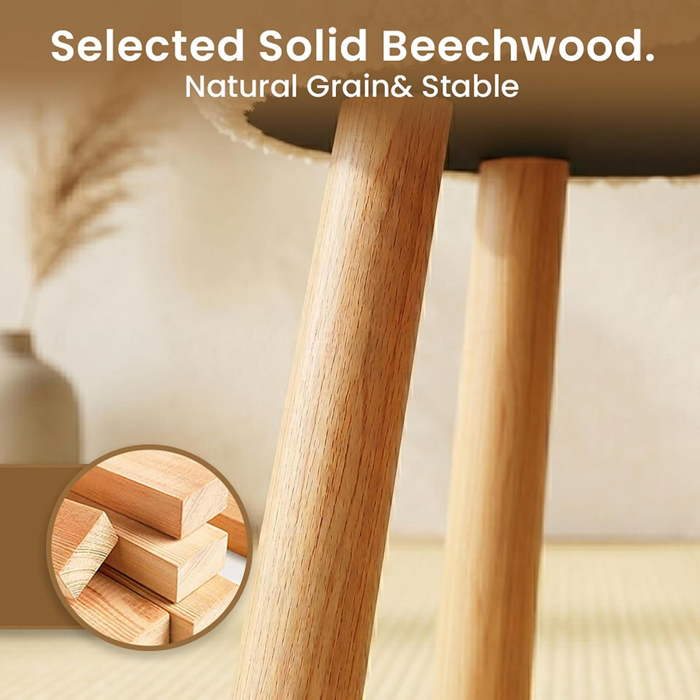 Cmishe Cloud Vanity Stool with Solid Beech Wood Legs, Boucle Makeup Chair for...