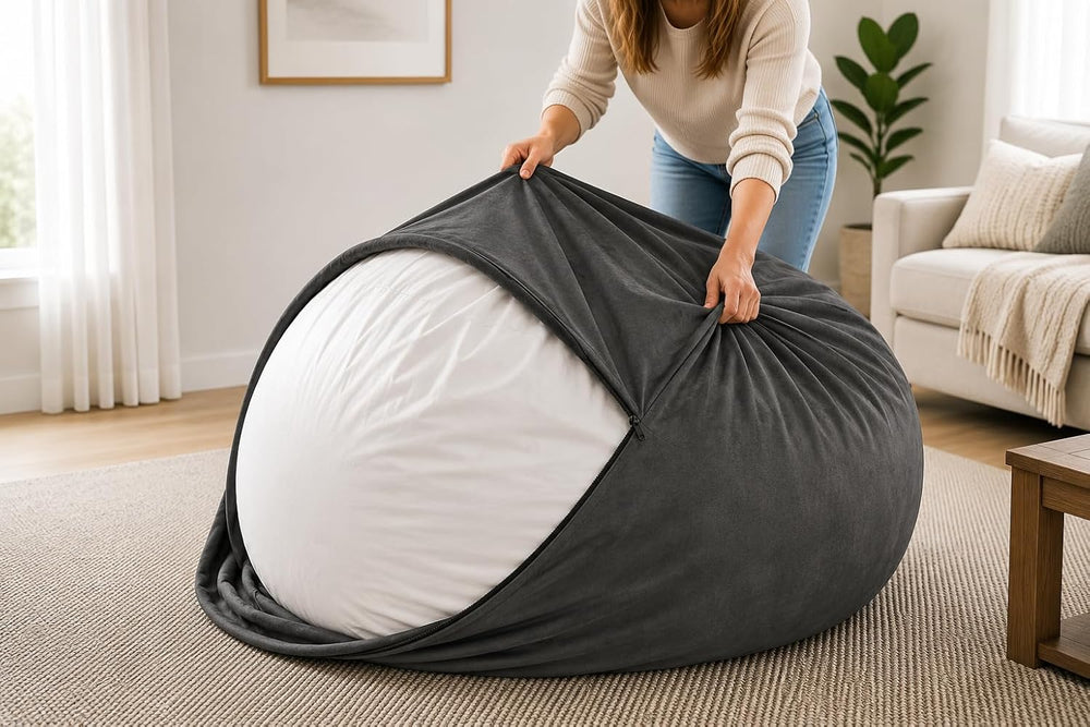 ULTIMATE SACK | 6 Ft Bean Bag Chair Replacement Cover Only | Grey Suede | Rem...