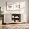 COLAMY TV Stand with Two Doors, Entertainment Center 59" with Adjustable Shelves and Storage, Mid-Century Modern TV Stand for 50/55/65 inch TV, Media Console Cabinet for Living Room, Bedroom Oak