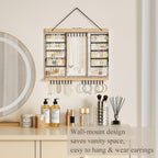 Feyejade Large Rotating Hanging Jewelry Organizer, 5-Tier Earring Holder Storage Holds up to 180 Pairs, Wall Mounted Jewelry Rack for Earrings, Necklaces, Bracelets and Rings, for Girls, Black
