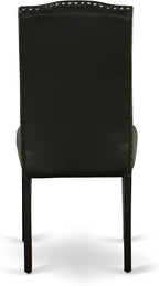 East West Furniture SHEN5-BLK-69 5 Piece Dining Room Table Set Includes a Round Kitchen Table with Pedestal and 4 Black Faux Leather Parson Dining Chairs, 42x42 Inch, Black