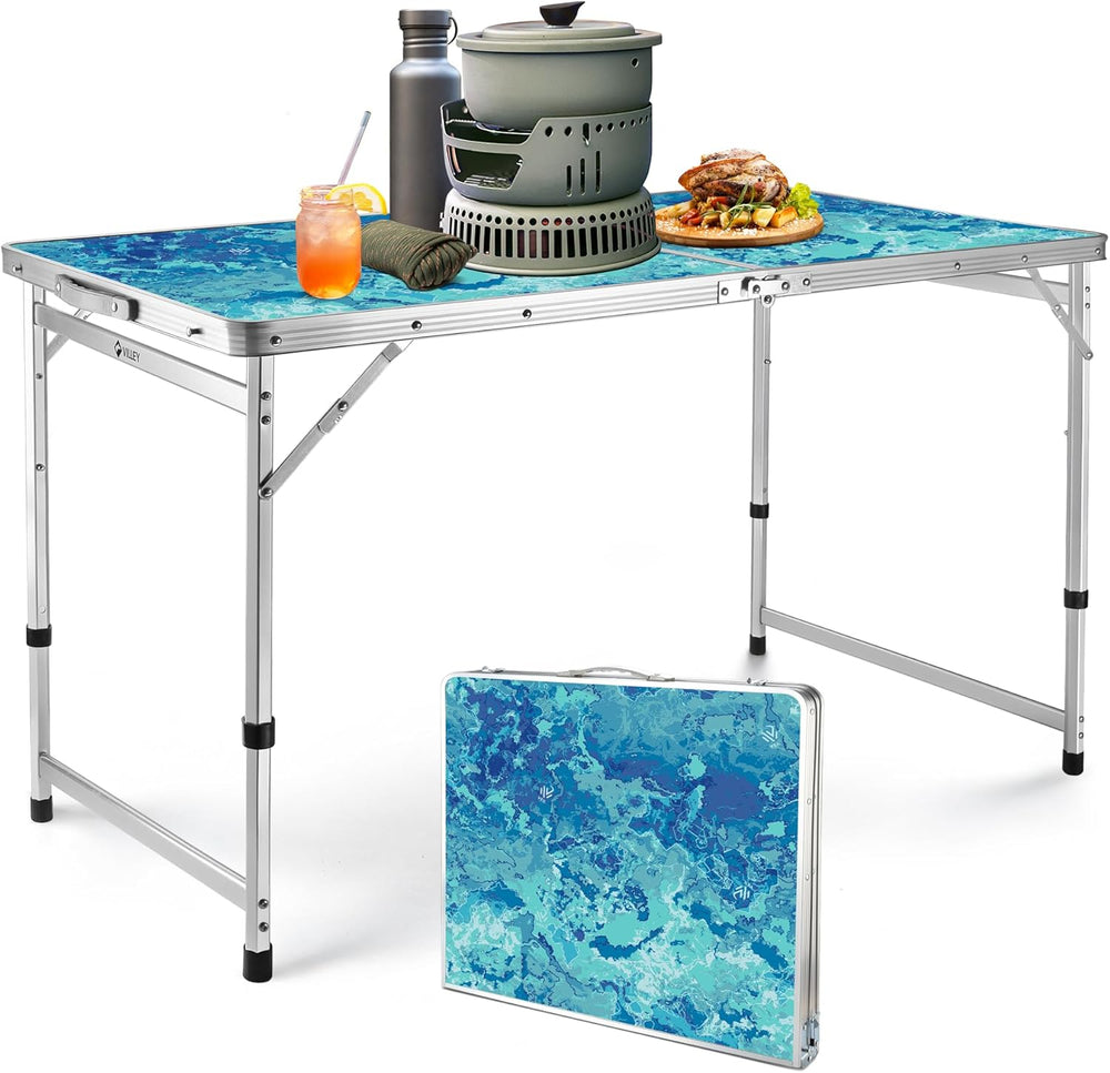 VILLEY Folding Camping Table 4FT, Portable Small Picnic Table