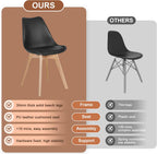 VECELO Dining Chairs Set of 4, Mid-Century Modern Kitchen & Dining Room Chairs, PU Leather Upholstered Seat, Solid Wood Legs, Armless, Non-Slip Feet, Black